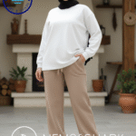 بنطلون ميلتون وايد ليج لون بني فاتح