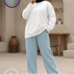 بنطلون ميلتون وايد ليج لون ازرق لبني